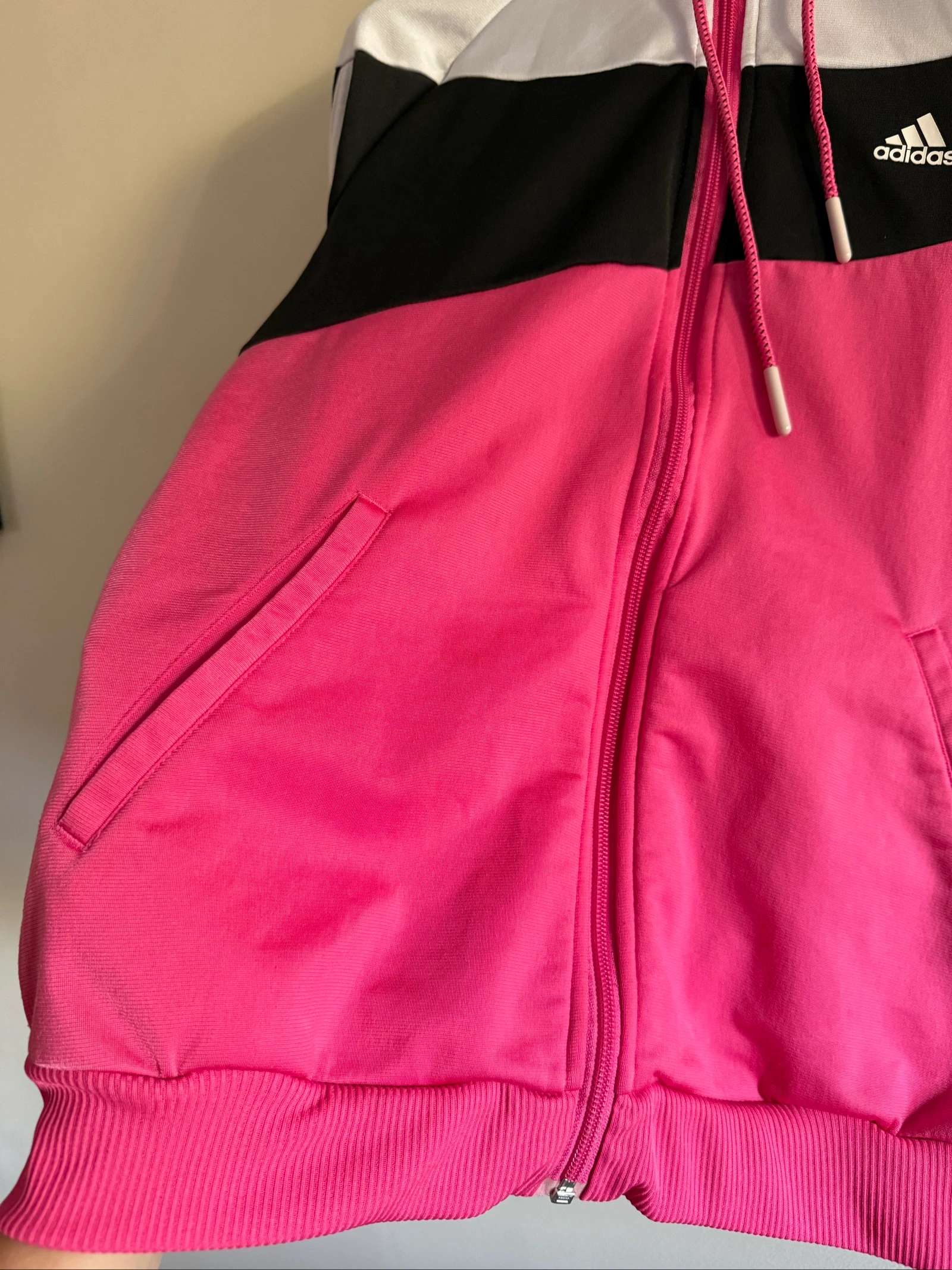 Veste Adidas femme S rosa preto branco com capuz zipeado esporte 14-16 anos – photo 6